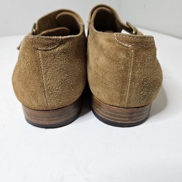 Billy Reid Double Buckle Monk Tan Suede Shoes Men's 12 - Picture 3 of 9